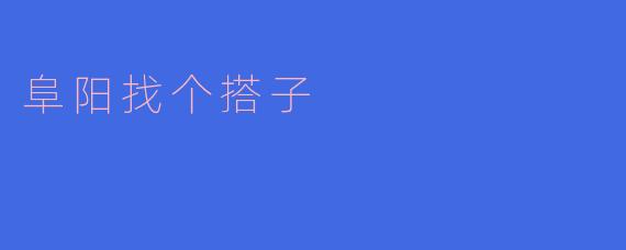 阜阳找个搭子