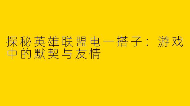 探秘英雄联盟电一搭子：游戏中的默契与友情