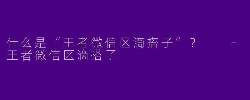 什么是“王者微信区滴搭子”？  