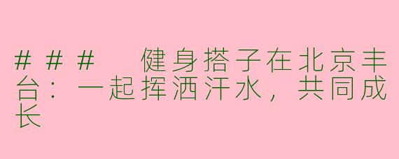 ### 健身搭子在北京丰台：一起挥洒汗水，共同成长