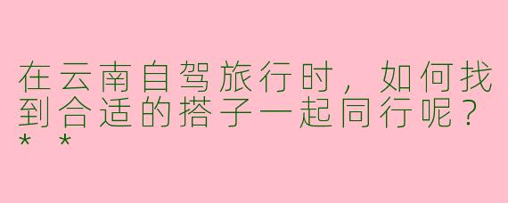 在云南自驾旅行时,如何找到合适的搭子一起同行呢?**