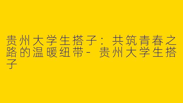 贵州大学生搭子：共筑青春之路的温暖纽带-贵州大学生搭子