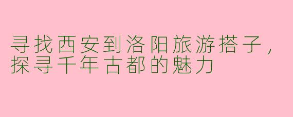 寻找西安到洛阳旅游搭子，探寻千年古都的魅力
