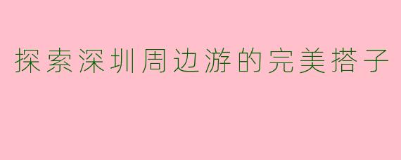 探索深圳周边游的完美搭子