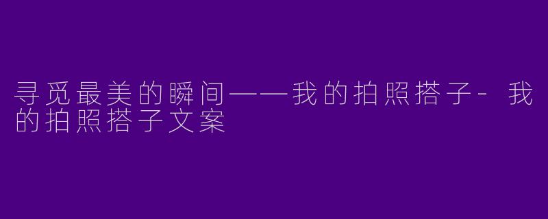 寻觅最美的瞬间——我的拍照搭子-我的拍照搭子文案
