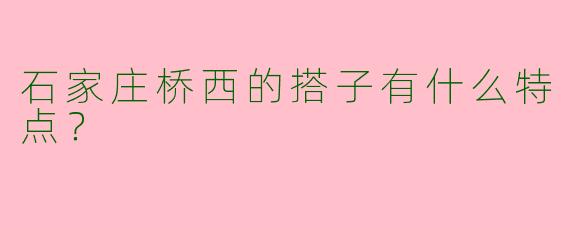 石家庄桥西的搭子有什么特点？