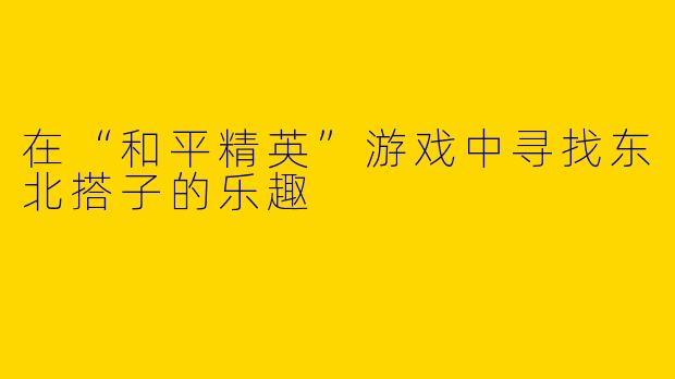 在“和平精英”游戏中寻找东北搭子的乐趣