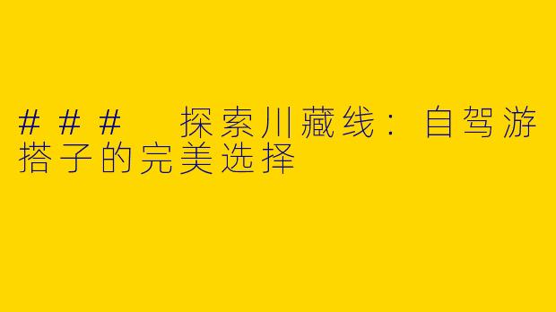 ### 探索川藏线：自驾游搭子的完美选择