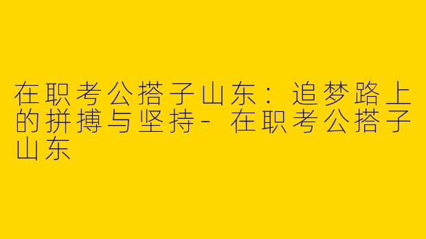 在职考公搭子山东：追梦路上的拼搏与坚持-在职考公搭子山东