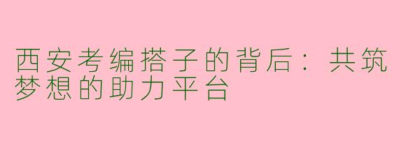 西安考编搭子的背后：共筑梦想的助力平台