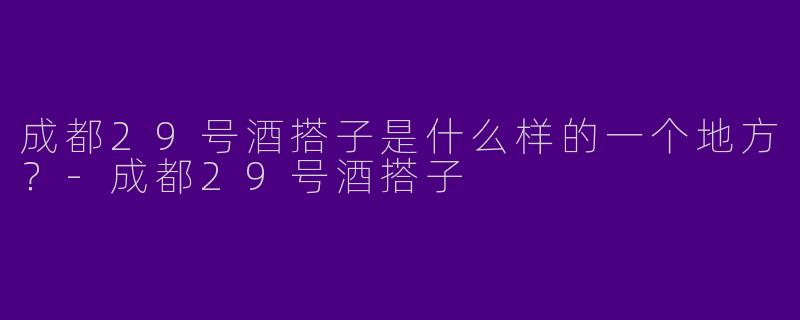 成都29号酒搭子是什么样的一个地方？