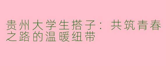 贵州大学生搭子：共筑青春之路的温暖纽带