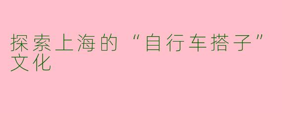 探索上海的“自行车搭子”文化