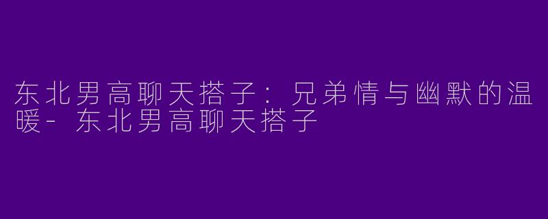 东北男高聊天搭子：兄弟情与幽默的温暖-东北男高聊天搭子