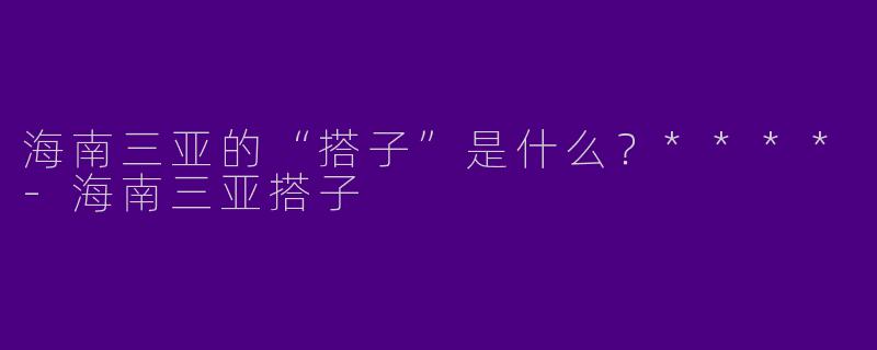 海南三亚的“搭子”是什么？****