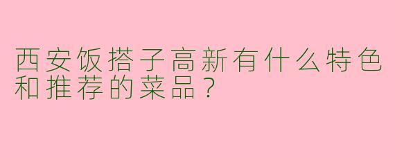 西安饭搭子高新有什么特色和推荐的菜品？