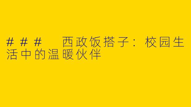 ### 西政饭搭子：校园生活中的温暖伙伴