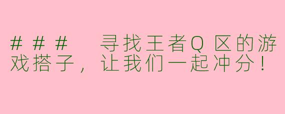 ### 寻找王者Q区的游戏搭子，让我们一起冲分！
