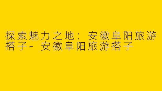 探索魅力之地：安徽阜阳旅游搭子-安徽阜阳旅游搭子