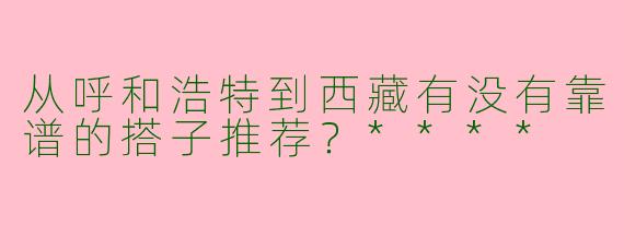 从呼和浩特到西藏有没有靠谱的搭子推荐？****