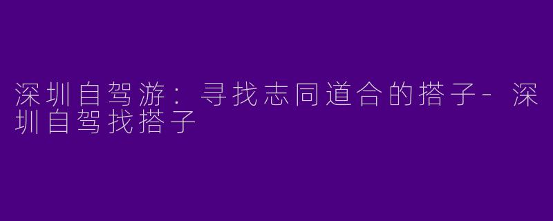 深圳自驾游：寻找志同道合的搭子-深圳自驾找搭子
