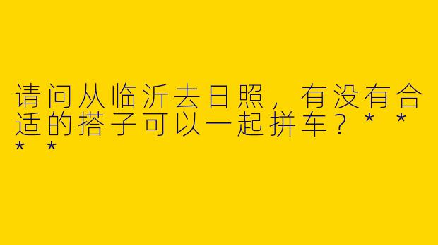 请问从临沂去日照，有没有合适的搭子可以一起拼车？****