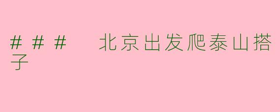 ### 北京出发爬泰山搭子