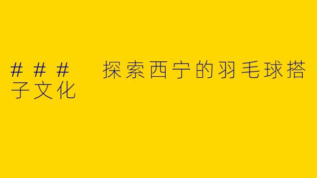 ### 探索西宁的羽毛球搭子文化