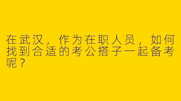 在武汉,作为在职人员,如何找到合适的考公搭子一起备考呢?