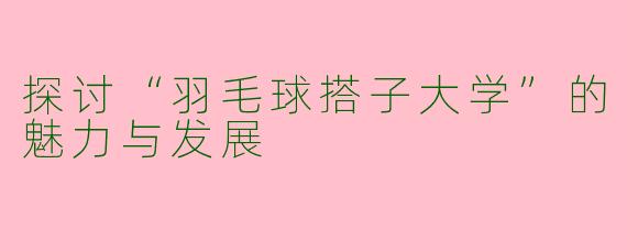 探讨“羽毛球搭子大学”的魅力与发展