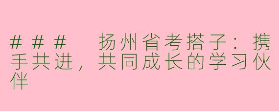 ### 扬州省考搭子：携手共进，共同成长的学习伙伴