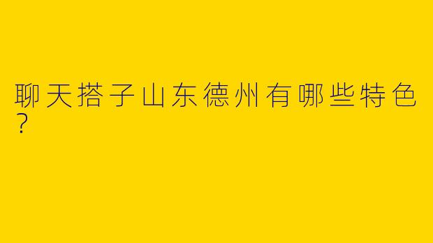聊天搭子山东德州有哪些特色？