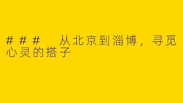 ### 从北京到淄博，寻觅心灵的搭子