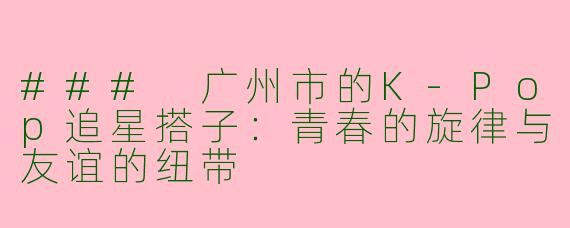 ### 广州市的K-Pop追星搭子:青春的旋律与友谊的纽带