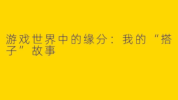 游戏世界中的缘分：我的“搭子”故事