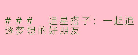 ### 追星搭子：一起追逐梦想的好朋友