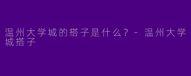 温州大学城的搭子是什么？