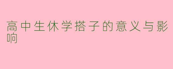 高中生休学搭子的意义与影响