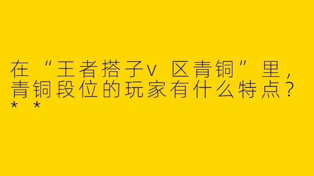 在“王者搭子v区青铜”里,青铜段位的玩家有什么特点?**