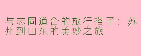 与志同道合的旅行搭子:苏州到山东的美妙之旅