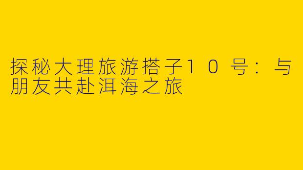探秘大理旅游搭子10号：与朋友共赴洱海之旅