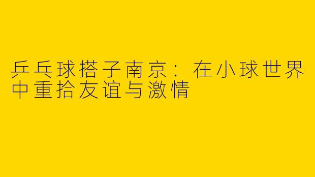乒乓球搭子南京:在小球世界中重拾友谊与激情