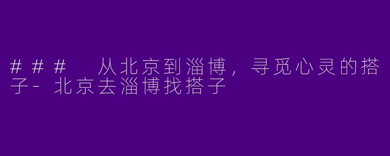 ### 从北京到淄博，寻觅心灵的搭子-北京去淄博找搭子