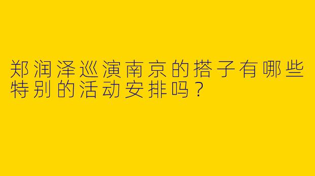 郑润泽巡演南京的搭子有哪些特别的活动安排吗？