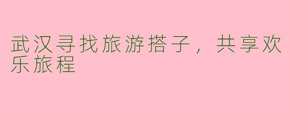 武汉寻找旅游搭子，共享欢乐旅程