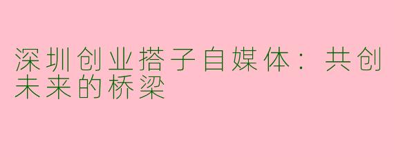 深圳创业搭子自媒体：共创未来的桥梁