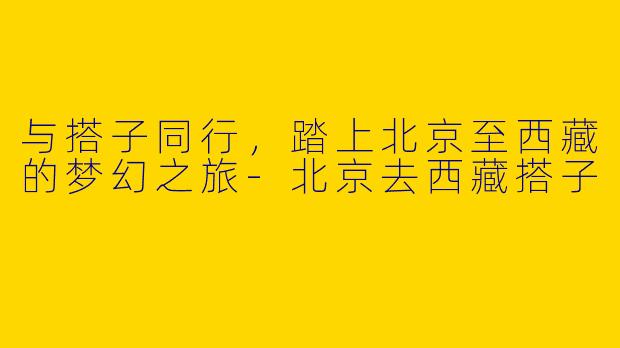与搭子同行，踏上北京至西藏的梦幻之旅-北京去西藏搭子
