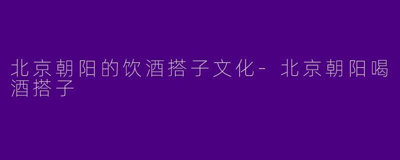 北京朝阳的饮酒搭子文化