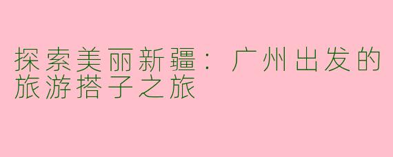探索美丽新疆：广州出发的旅游搭子之旅