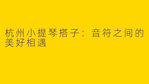 杭州小提琴搭子：音符之间的美好相遇